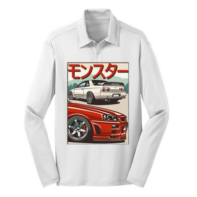 Jdm Skyline R32 Car Tuning Japan Rising Sun Drift Silk Touch Performance Long Sleeve Polo