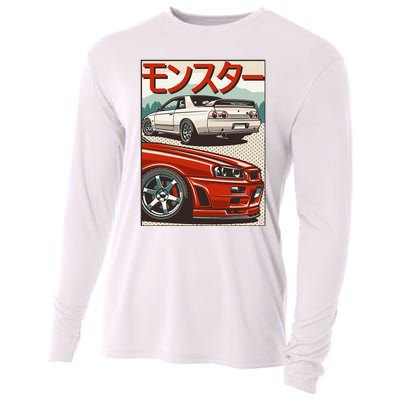 Jdm Skyline R32 Car Tuning Japan Rising Sun Drift Cooling Performance Long Sleeve Crew