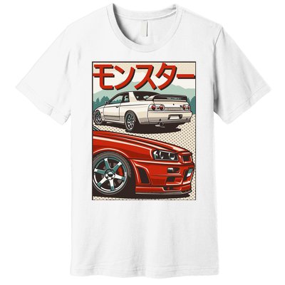 Jdm Skyline R32 Car Tuning Japan Rising Sun Drift Premium T-Shirt