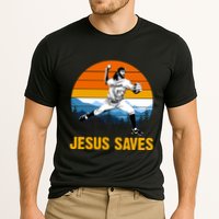 Jesus Saves Retro Baseball Pitcher Cooling Performance Crew T-Shirt