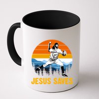 Jesus Saves Retro Baseball Pitcher Mug