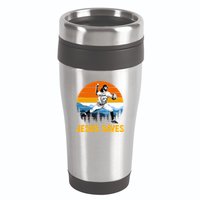 Jesus Saves Retro Baseball Pitcher 16oz Travel Tumbler