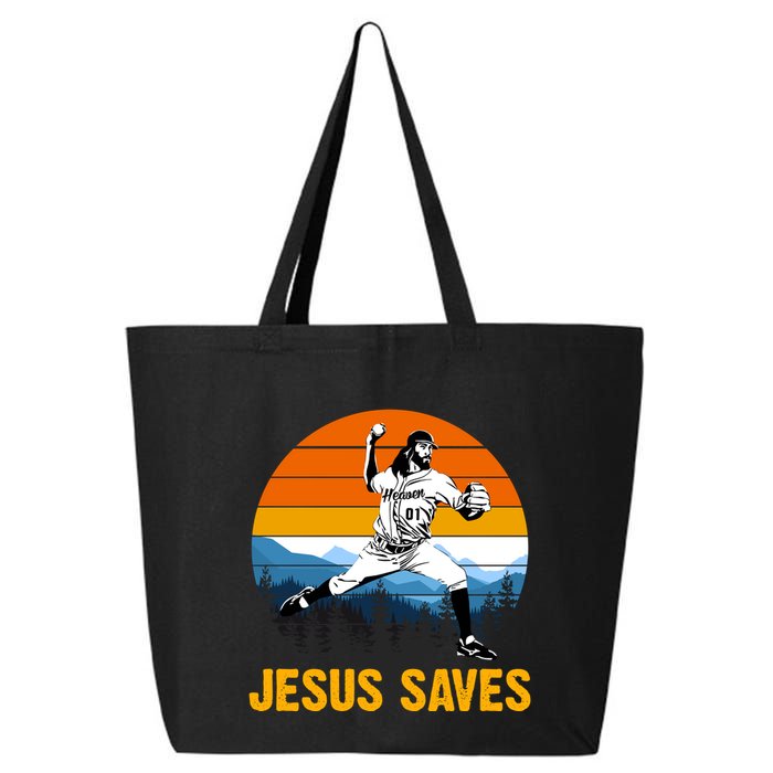 Jesus Saves Retro Baseball Pitcher 25L Jumbo Tote