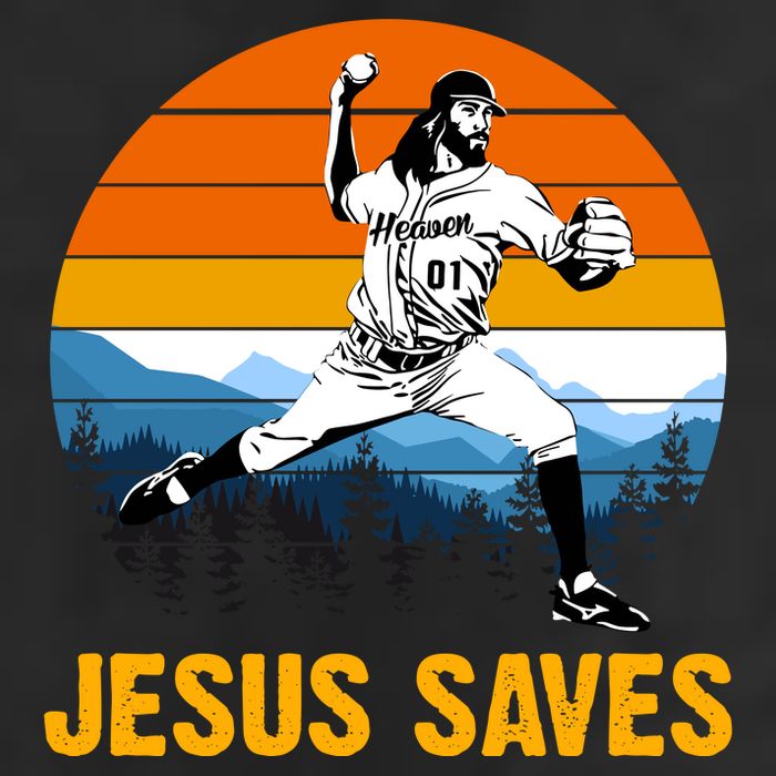 Jesus Saves Retro Baseball Pitcher 25L Jumbo Tote