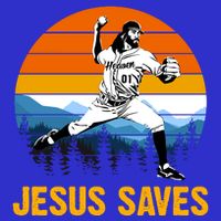 Jesus Saves Retro Baseball Pitcher Button