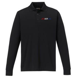 Jesus Saves Religious Patriotic USA Pride Gift Performance Long Sleeve Polo