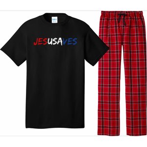 Jesus Saves Religious Patriotic USA Pride Gift Pajama Set