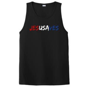 Jesus Saves Religious Patriotic USA Pride Gift PosiCharge Competitor Tank