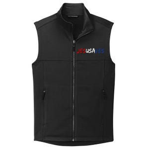 Jesus Saves Religious Patriotic USA Pride Gift Collective Smooth Fleece Vest