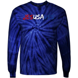 Jesus Saves Religious Patriotic USA Pride Gift Tie-Dye Long Sleeve Shirt