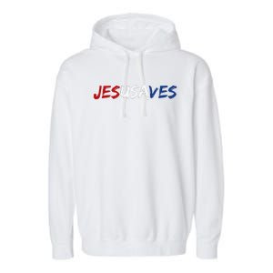 Jesus Saves Religious Patriotic USA Pride Gift Garment-Dyed Fleece Hoodie