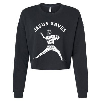 Jesus Saves Religious Christian Faith Baseball Cropped Pullover Crew