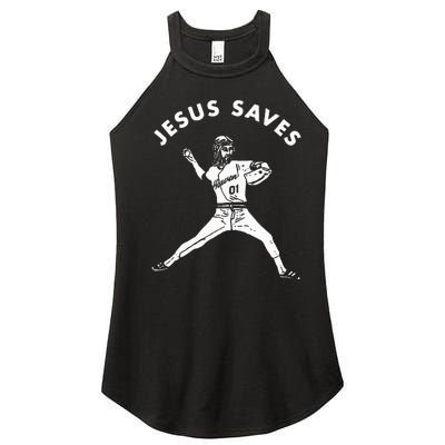 Jesus Saves Religious Christian Faith Baseball Women’s Perfect Tri Rocker Tank