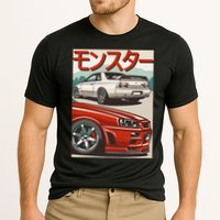 JDM Skyline R32 Car Tuning Japan Rising Sun Drift Cooling Performance Crew T-Shirt