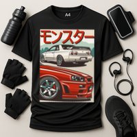 JDM Skyline R32 Car Tuning Japan Rising Sun Drift Cooling Performance Crew T-Shirt