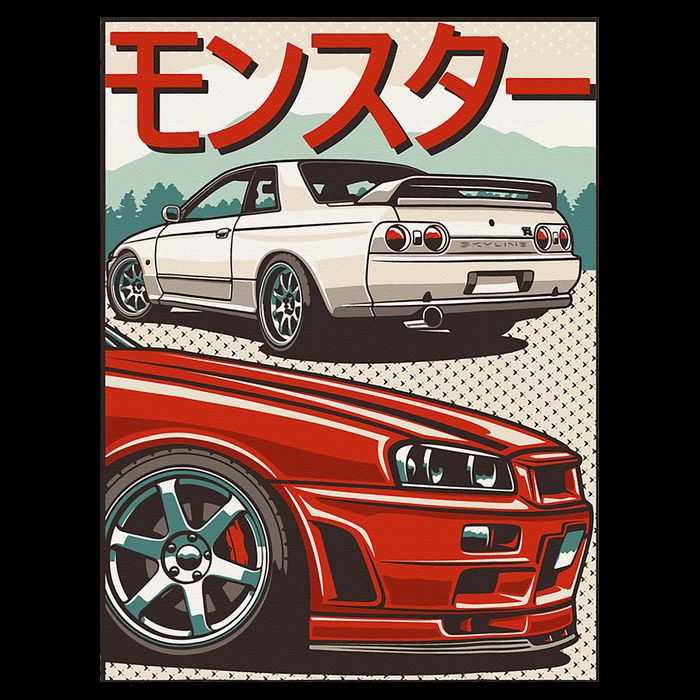 JDM Skyline R32 Car Tuning Japan Rising Sun Drift Cooling Performance Crew T-Shirt