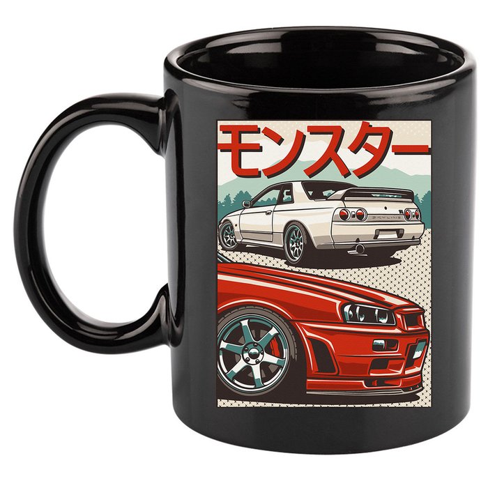 JDM Skyline R32 Car Tuning Japan Rising Sun Drift 11oz C Handle Ceramic Mug