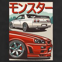 JDM Skyline R32 Car Tuning Japan Rising Sun Drift 11oz C Handle Ceramic Mug