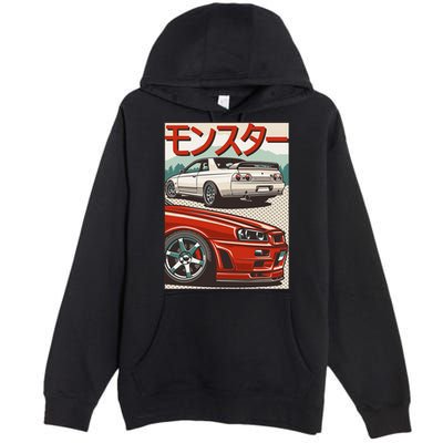 JDM Skyline R32 Car Tuning Japan Rising Sun Drift Premium Pullover Hoodie