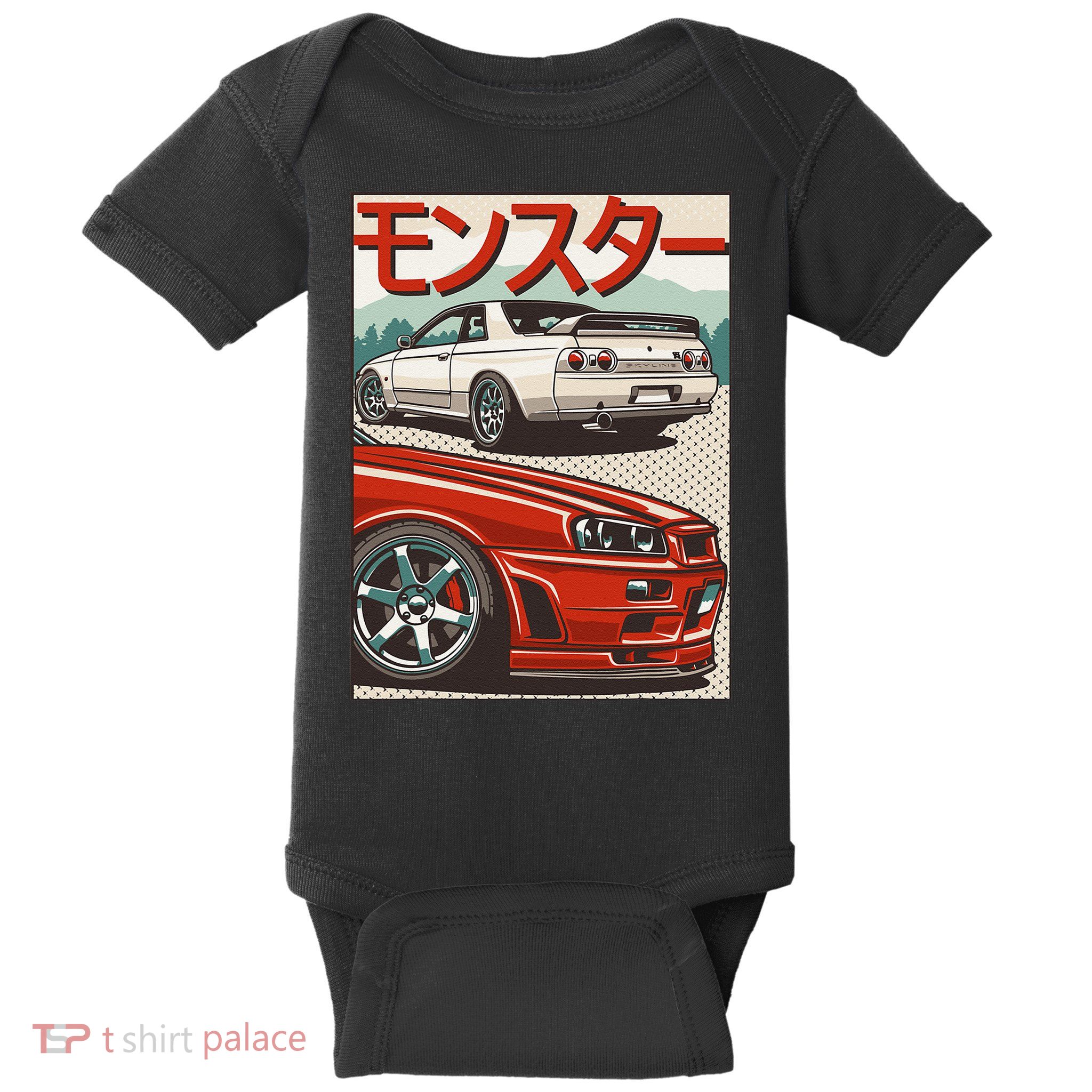 JDM Skyline R32 Car Tuning Japan Rising Sun Drift Baby Bodysuit