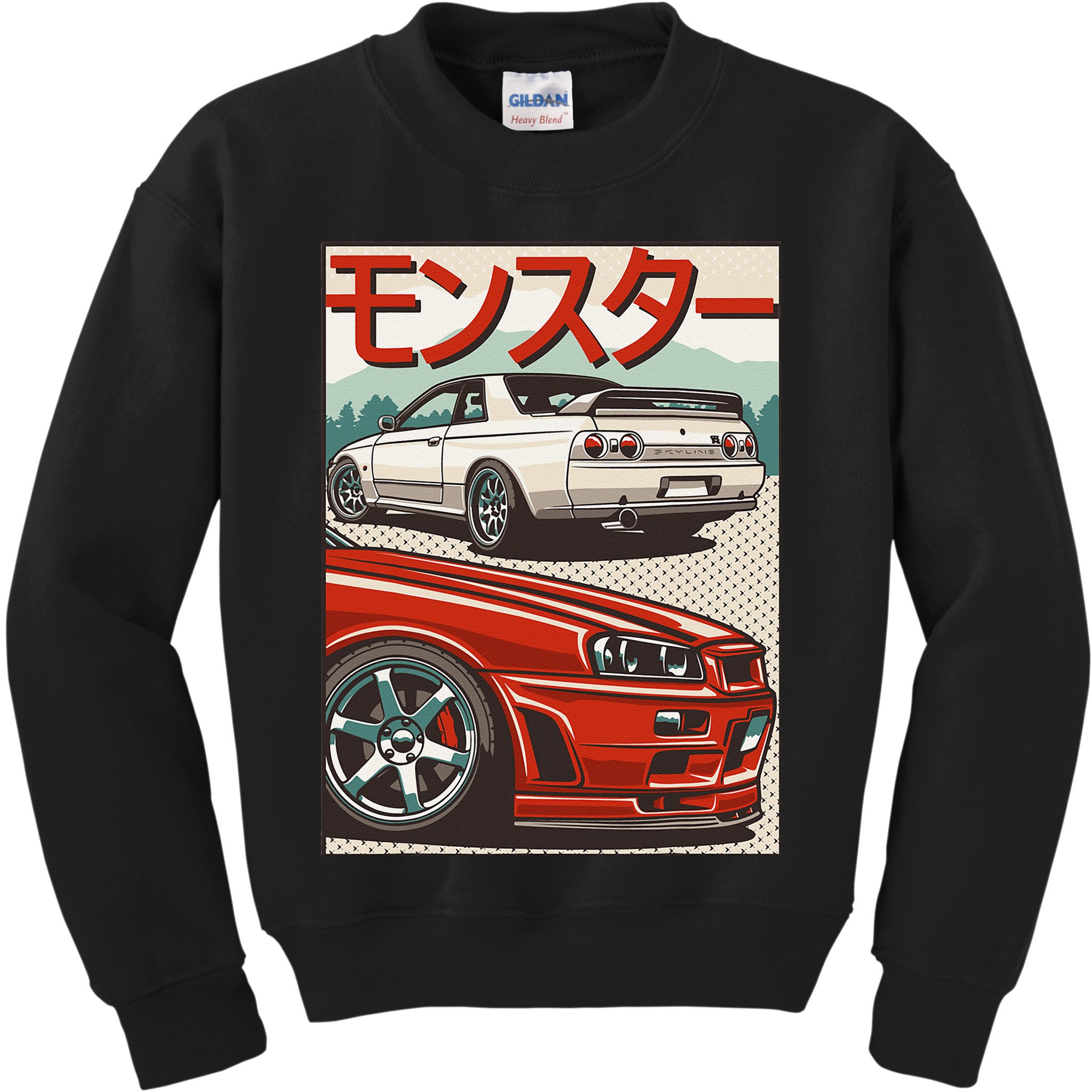 JDM Skyline R32 Car Tuning Japan Rising Sun Drift Kids Sweatshirt