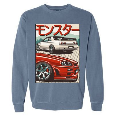 JDM Skyline R32 Car Tuning Japan Rising Sun Drift Garment-Dyed Sweatshirt