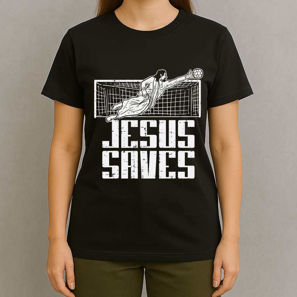 Jesus Saves Soccer Football Christian Goalie Goalkeeper T-Shirt