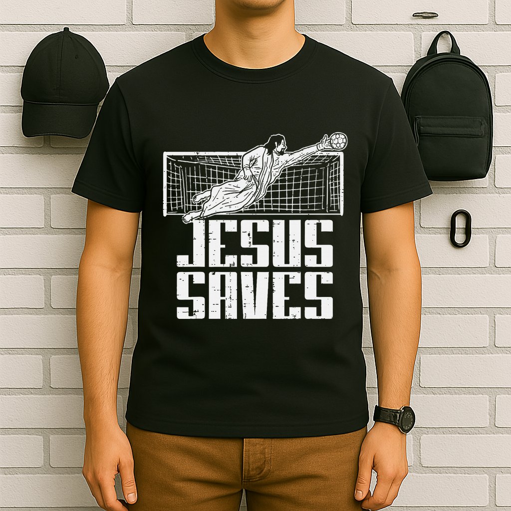 Jesus Saves Soccer Football Christian Goalie Goalkeeper T-Shirt