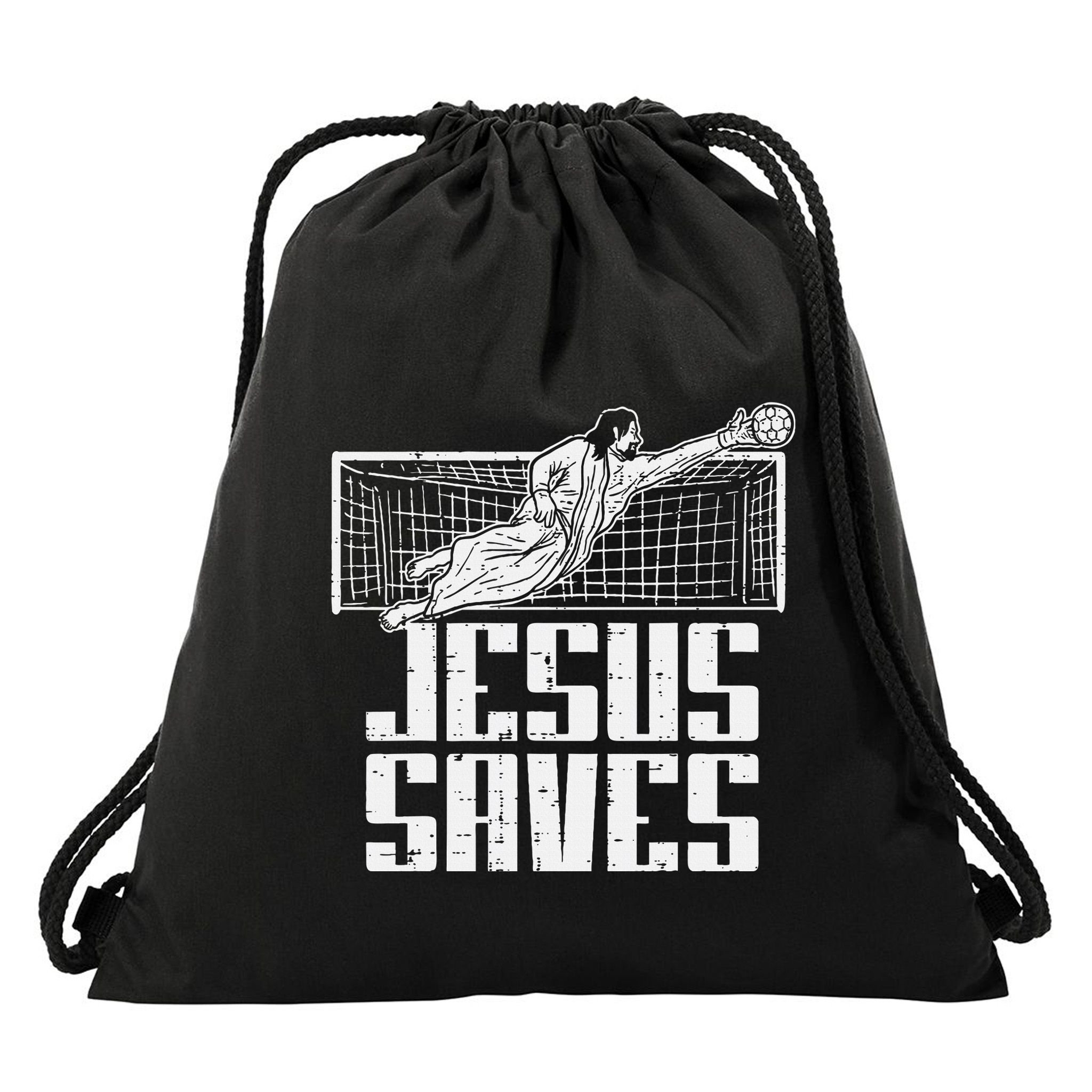 Jesus Saves Soccer Football Christian Goalie Goalkeeper Drawstring Bag