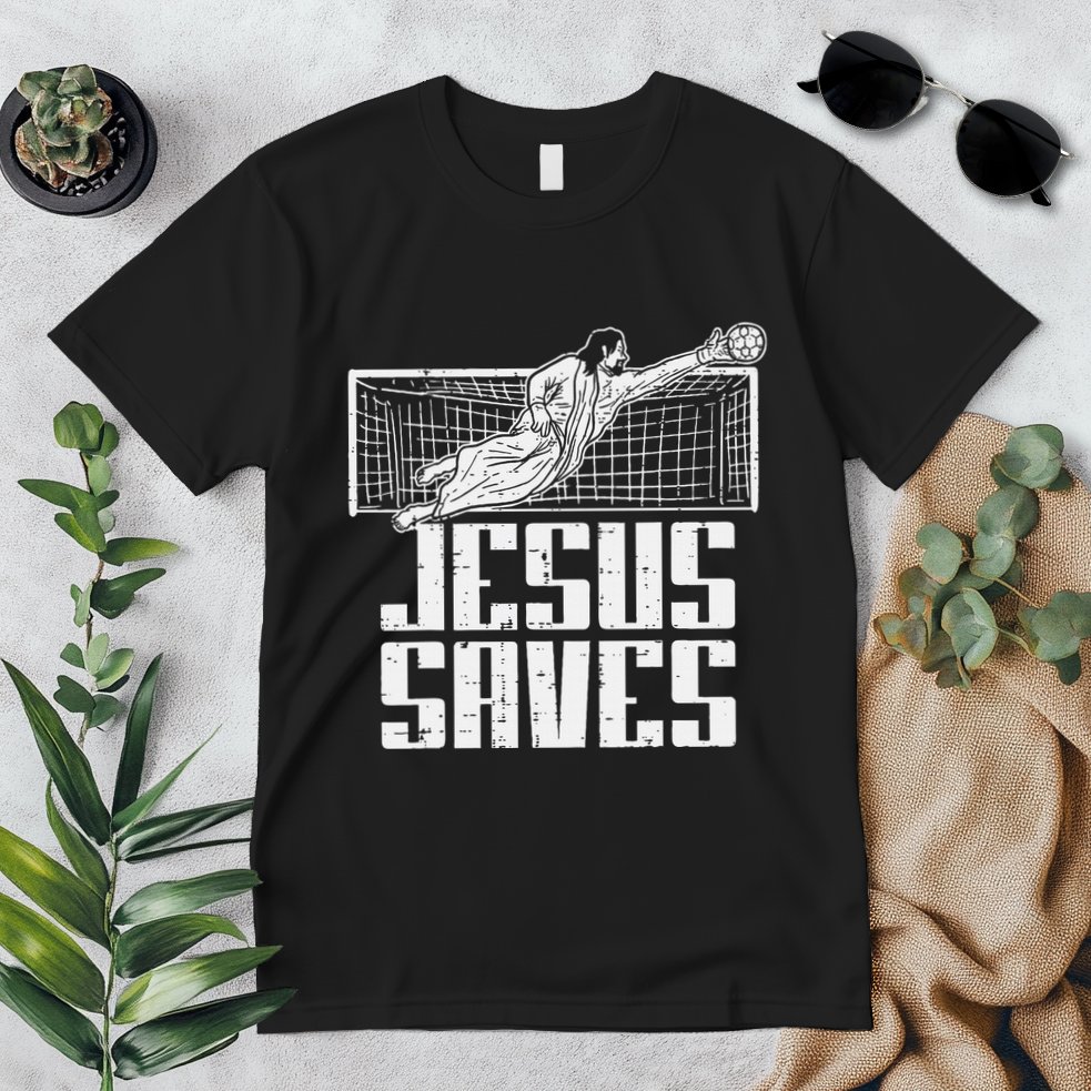 Jesus Saves Soccer Football Christian Goalie Goalkeeper Premium T-Shirt