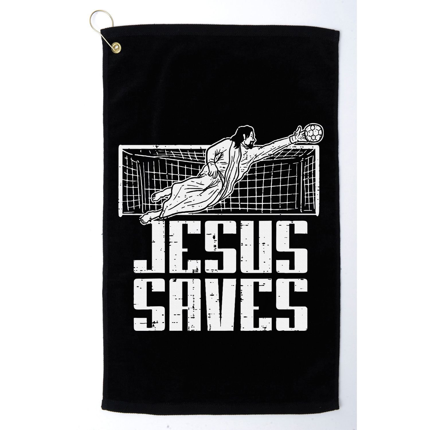 Jesus Saves Soccer Football Christian Goalie Goalkeeper Golf Towel