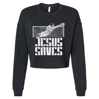 Jesus Saves Soccer Football Christian Goalie Goalkeeper Cropped Pullover Crew