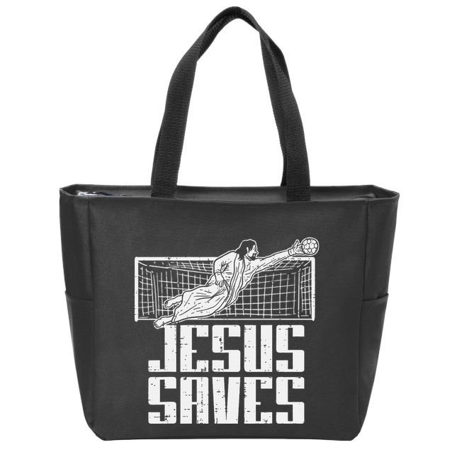 Jesus Saves Soccer Football Christian Goalie Goalkeeper Zip Tote Bag