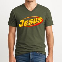 Jesus Sports Style Logo V-Neck T-Shirt