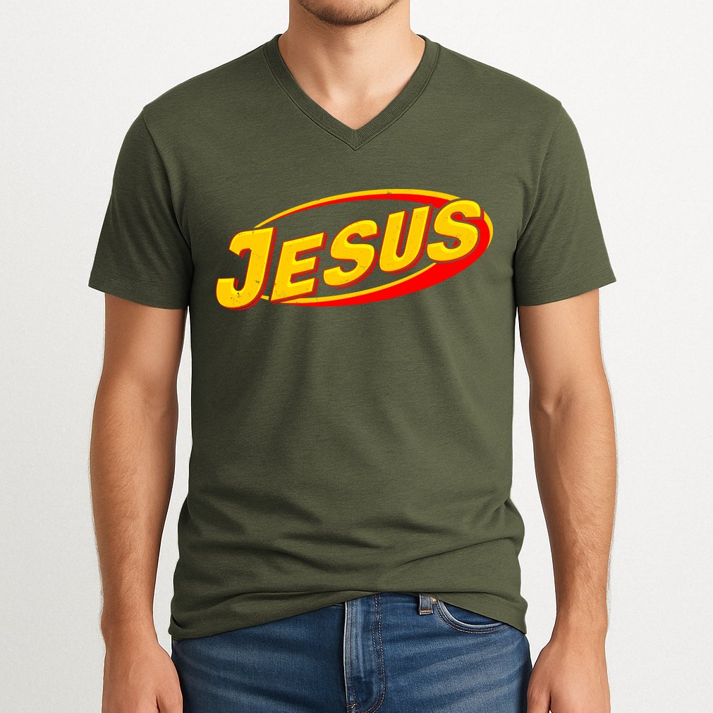 Jesus Sports Style Logo V-Neck T-Shirt