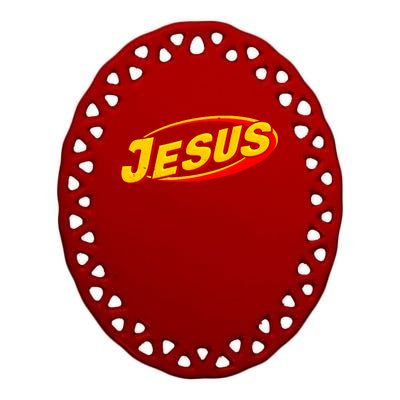 Jesus Sports Style Logo Ceramic Oval Ornament