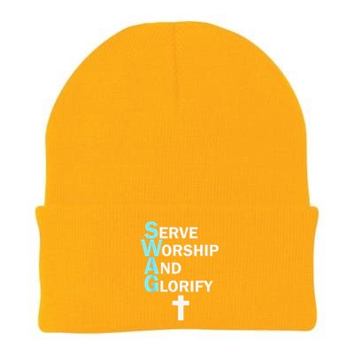 Jesus SWAG Serve Worship And Glorify Faith Religious Knit Cap Winter Beanie