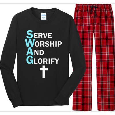 Jesus SWAG Serve Worship And Glorify Faith Religious Long Sleeve Pajama Set