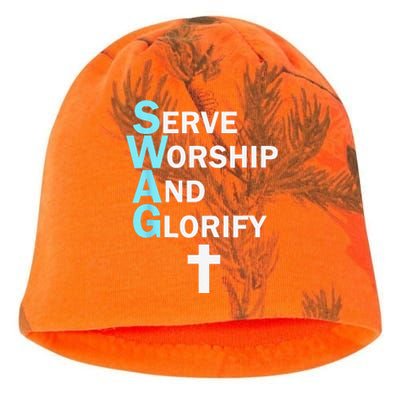 Jesus SWAG Serve Worship And Glorify Faith Religious Kati - Camo Knit Beanie