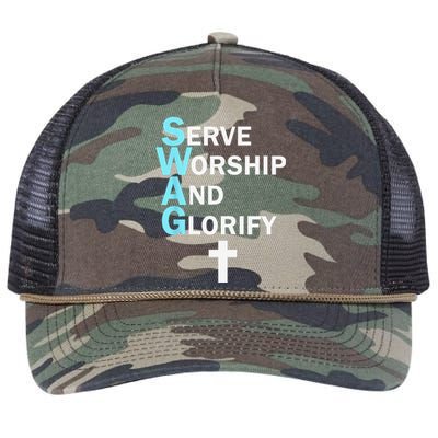 Jesus SWAG Serve Worship And Glorify Faith Religious Retro Rope Trucker Hat Cap