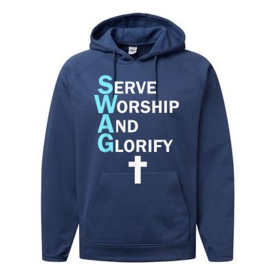 Jesus SWAG Serve Worship And Glorify Faith Religious Performance Fleece Hoodie