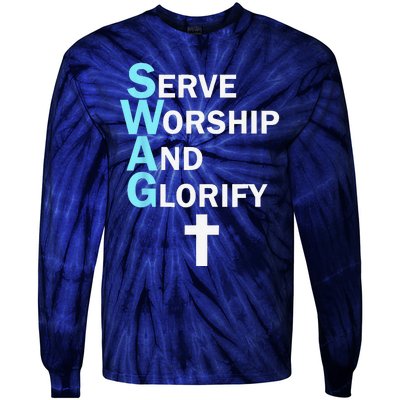 Jesus SWAG Serve Worship And Glorify Faith Religious Tie-Dye Long Sleeve Shirt