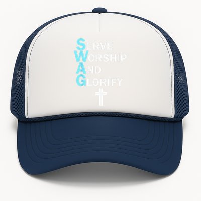 Jesus SWAG Serve Worship And Glorify Faith Religious Trucker Hat