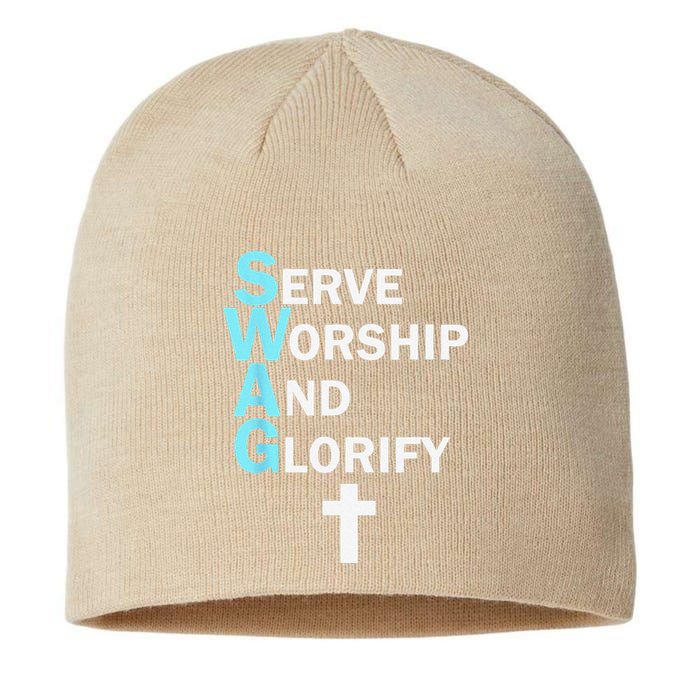 Jesus SWAG Serve Worship And Glorify Faith Religious Sustainable Beanie