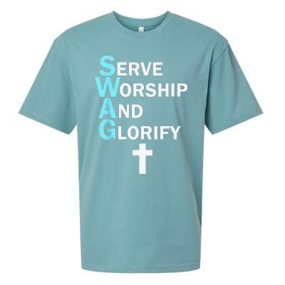 Jesus SWAG Serve Worship And Glorify Faith Religious Sueded Cloud Jersey T-Shirt