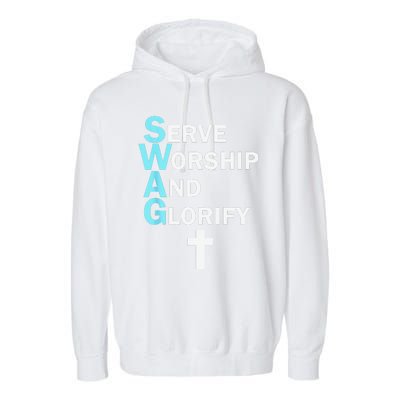 Jesus SWAG Serve Worship And Glorify Faith Religious Garment-Dyed Fleece Hoodie