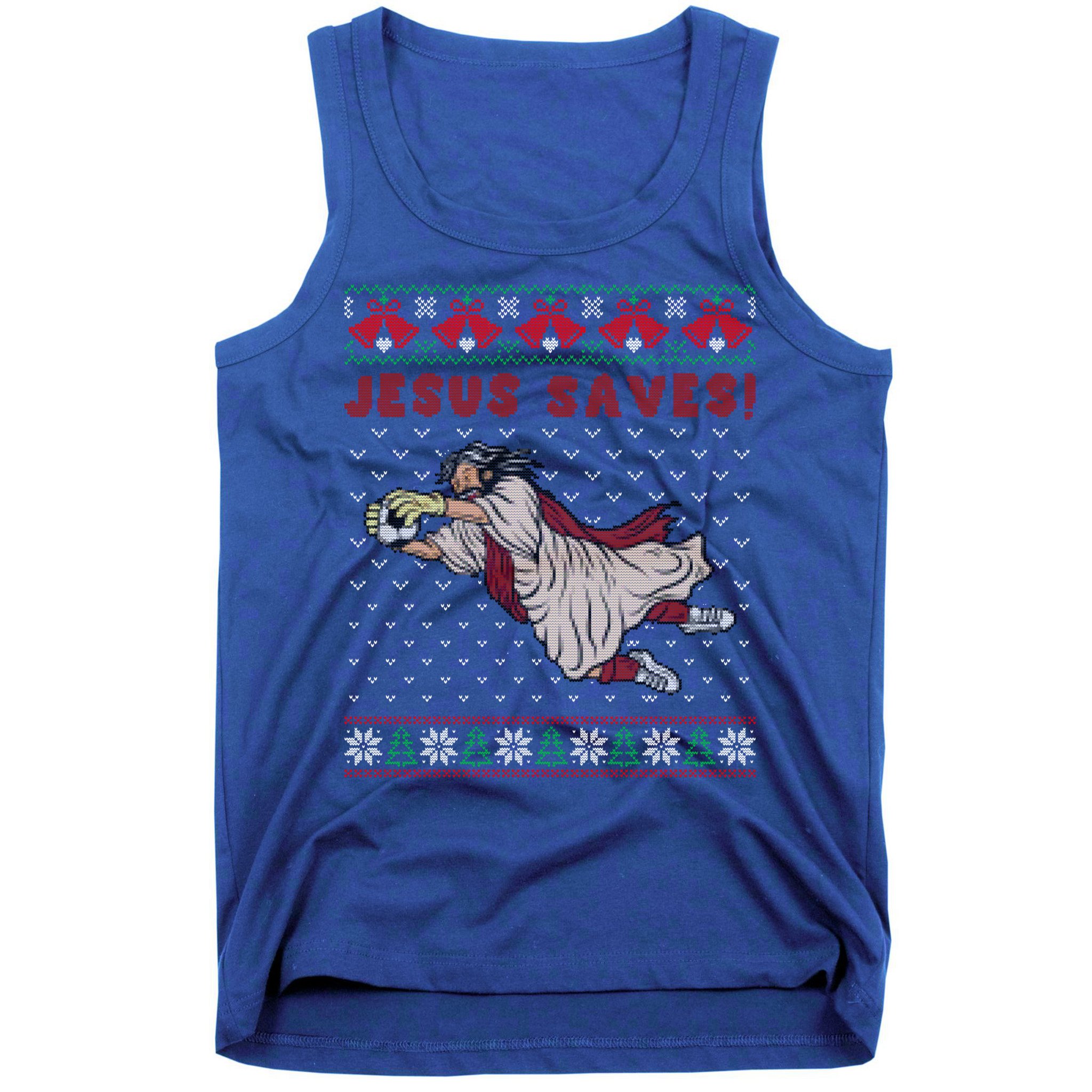 Jesus Saves Soccer Goal Keeper Ugly Christmas Sweater Gift Tank Top