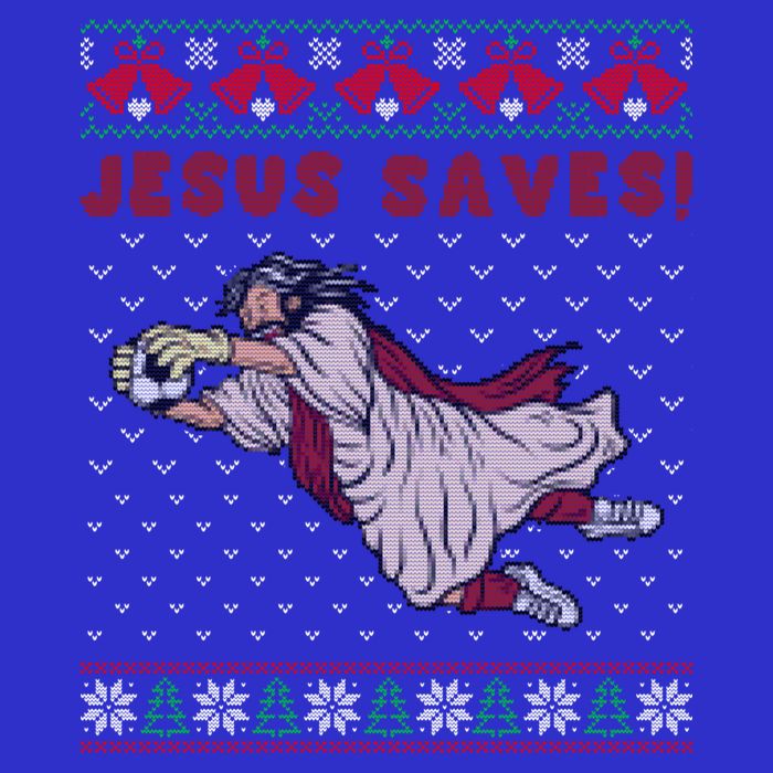 Jesus Saves Soccer Goal Keeper Ugly Christmas Sweater Gift Womens T-Shirt