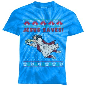 Jesus Saves Soccer Goal Keeper Ugly Christmas Sweater Gift Kids Tie-Dye T-Shirt