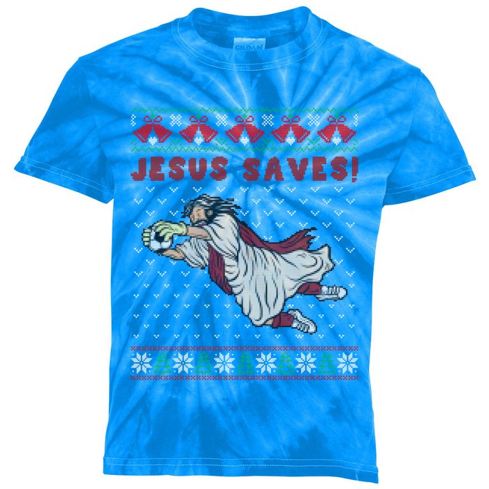 Jesus Saves Soccer Goal Keeper Ugly Christmas Sweater Gift Kids Tie-Dye T-Shirt